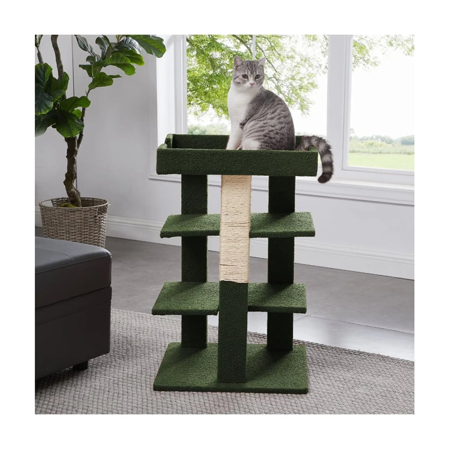 Nala Triple Cat Tower by -Color:Green