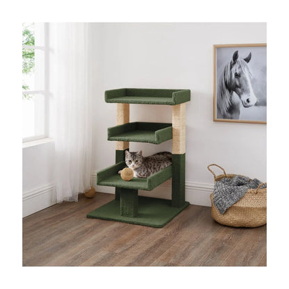 Nala Triple Cat Tower by -Color:Green