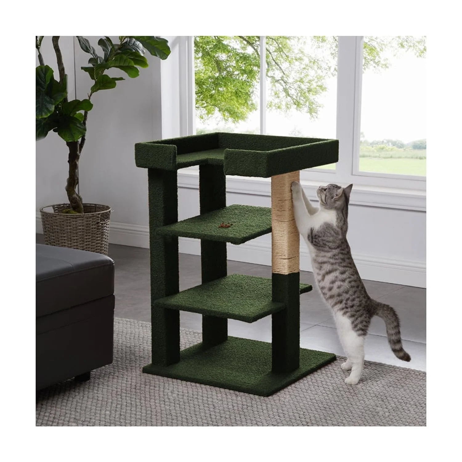 Nala Triple Cat Tower by -Color:Green