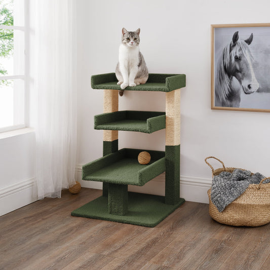 Nala Triple Cat Tower by -Color:Green